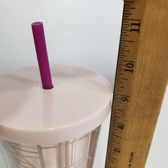 NEW Starbucks Geometric Lt Pink Tumbler; 24 fl oz with Straw - Picture 4 of 4